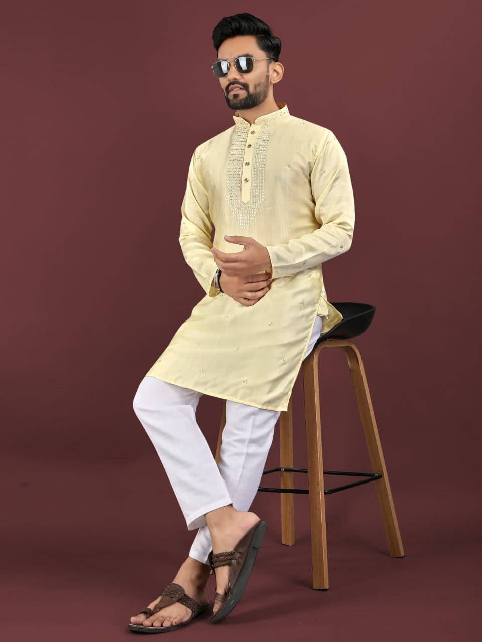 Yellow Traditional Men's Kurta Pajama Set Yellow Traditional Men's Kurta Pajama Set