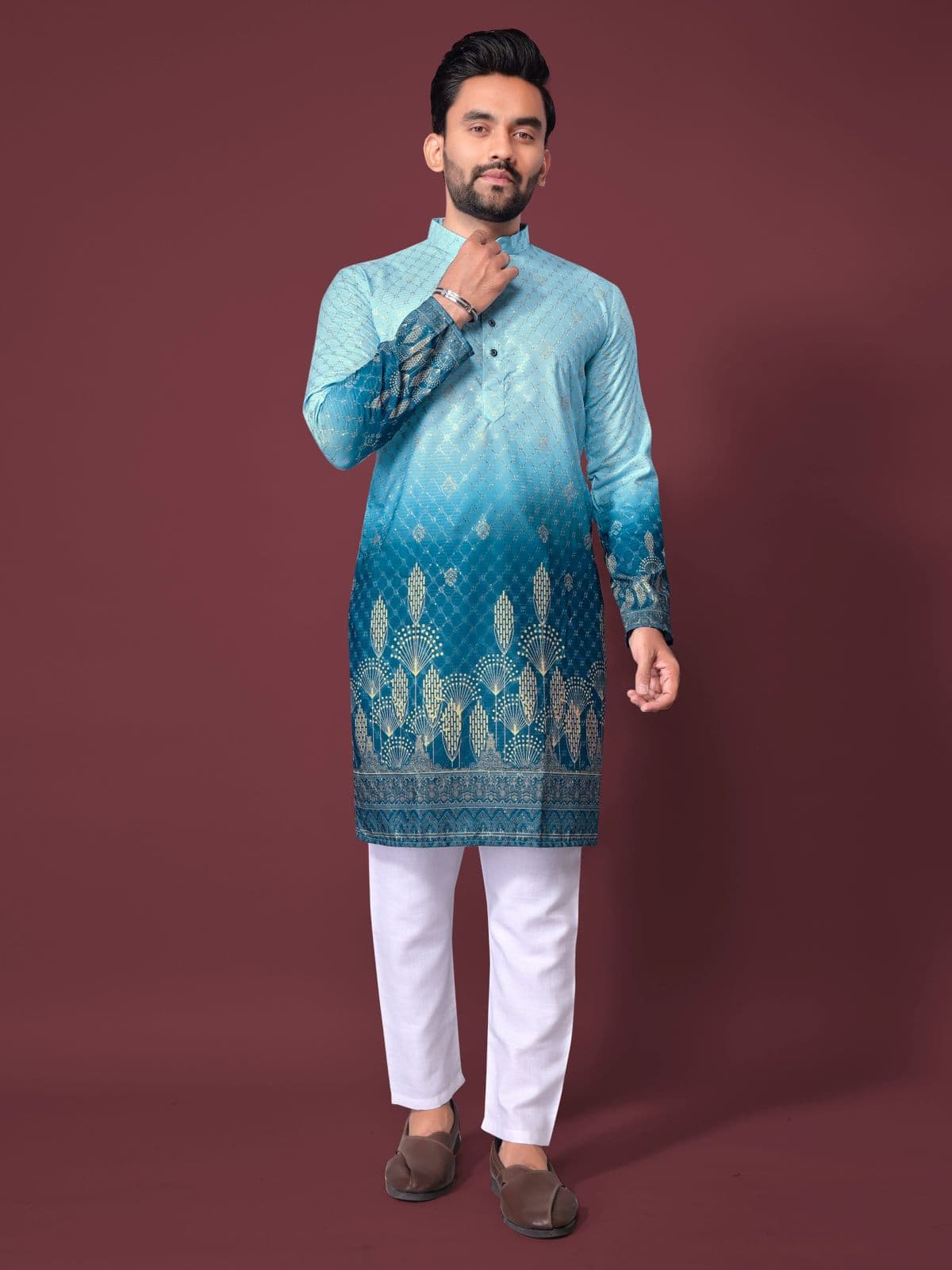 Moonstone Blue Kurta Pajama Set Moonstone Blue Kurta Pajama Set
