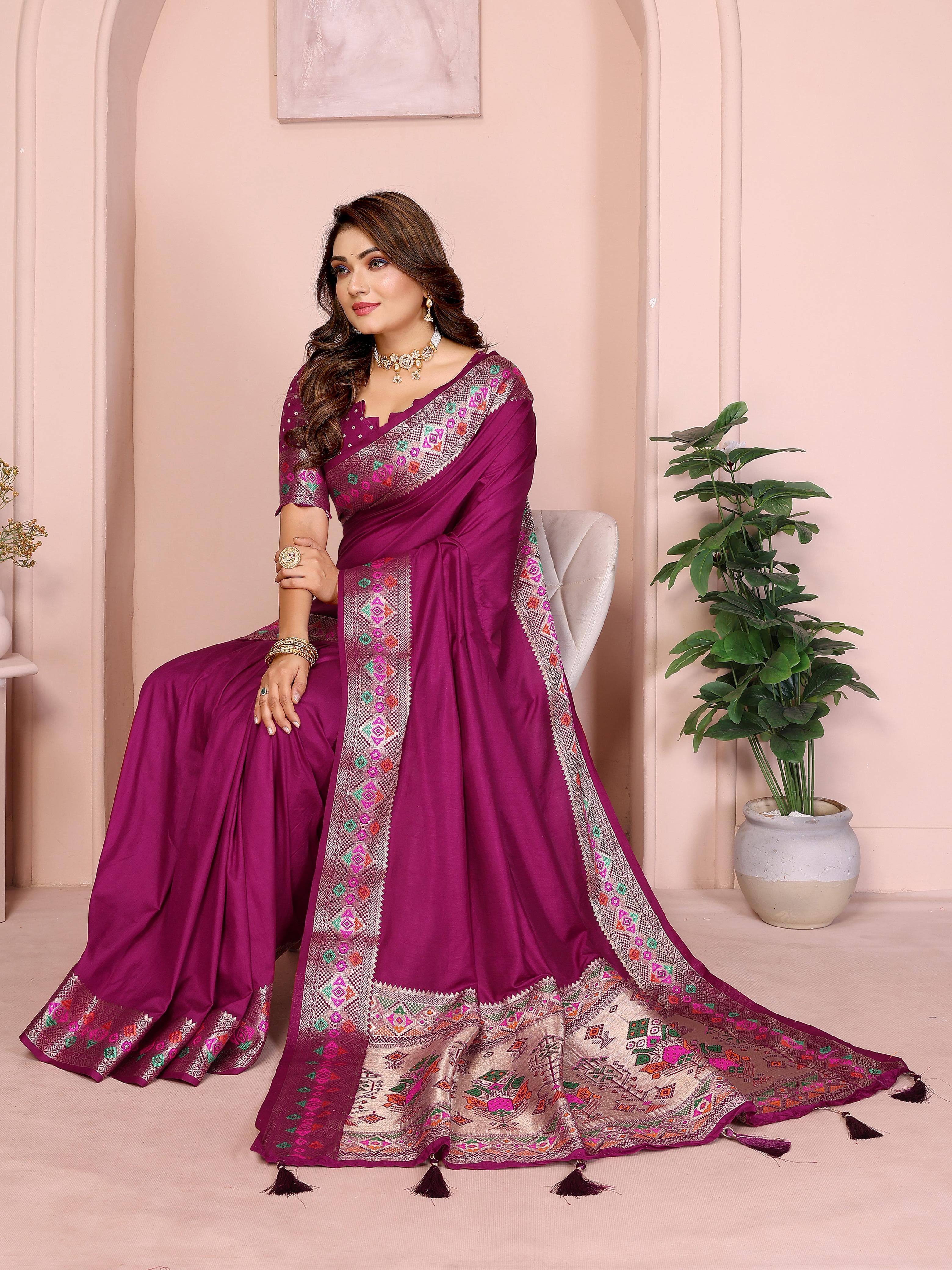 Purple Paithani Silk Saree Purple Paithani Silk Saree